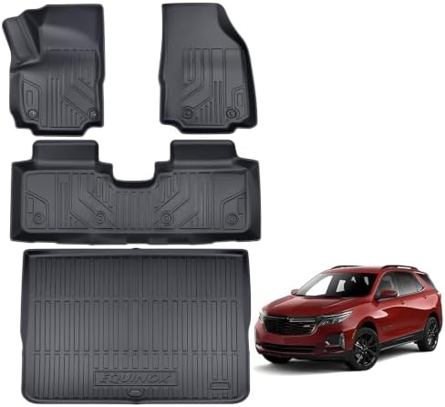 TPE Floor Mats & Cargo Liner for 2018-2024 Chevy Equinox/GMC Terrain All-Weather Protection | Full Coverage | Odorless Car Mats & Trunk Tray Custom Fit Set Accessories - Black by Unknown
