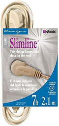 Woods Slimline 16/2 Flat Plug Extension Cord, 7ft, Beige, 2239 by Woods