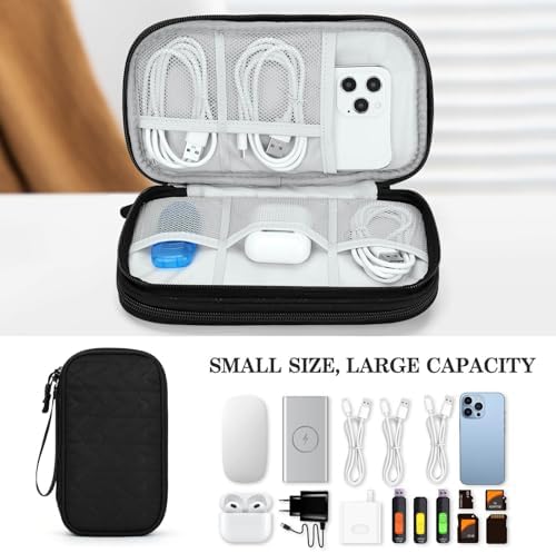 FYY Electronic Organizer, Travel Tech Pouch Bag, Medium, Black Quilted - Image 6