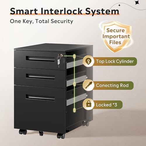 DEVAISE 3 Drawer Mobile File Cabinet, Fully Assembled Except Casters - Image 5