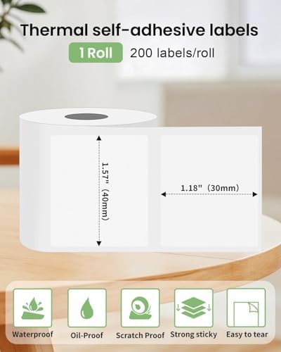 Phomemo Frosted Thermal Labels, 1.57"x1.18", for M110/M100/M220, 230 PCS - Image 2