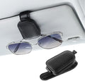 JUSTTOP 1Pack Sunglass Holder for Car, Magnetic Leather Buckle Sun Visor Sunglass Clip, Ticket Card Clip Sunglasses Mount, Car Interior Accessories for Men and Women (Black) by JUSTTOP