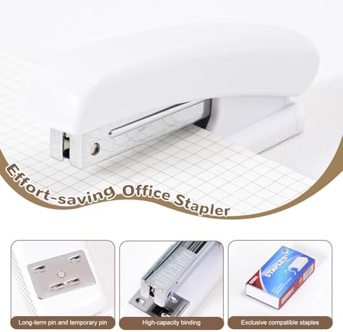 Gawsey White Desk Organizers and Accessories with Desk Organizer 360° Rotating Pen Holder and Office Supplies, Cute Stationery Supplies Set - Image 6