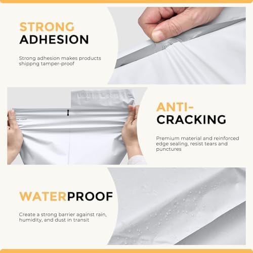 Metronic Poly Mailers 14.5x19 100Pcs White Large Shipping Bags for Clothes - Image 6