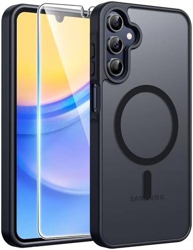 FNTCASE for Galaxy A15 5G Phone Case, Screen Protector, Black by FNTCASE