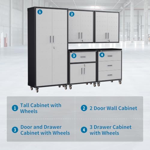 5-Piece Garage Storage Cabinets System Heavy Duty Workshop Set - Image 4
