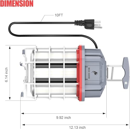 HUOZ 100W LED Temporary Work Light, 15000Lumen 5000K LED Construction Work Lights Hanging Portable Job Site Light with Hook, 10ft Cord, Plug and ON/Off Switch, AC100-277V ETL Listed - Image 5