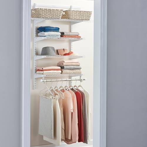 Rubbermaid Configurations Deluxe Custom Closet Kit 3-6 Ft. Adjustable Metal Wire Shelving White Finish Expandable Organization System Hardware Included for Home Closet/Pantry/Laundry/Mudroom - Image 4