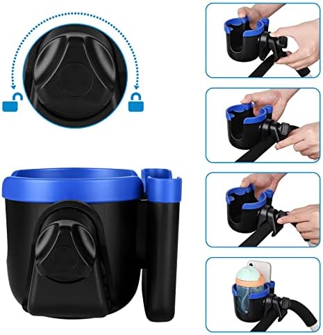 Accmor Stroller Cup Holder with Phone Holder, Bike Cup Holder, Universal Cup Holder for Uppababy Nuna Doona Strollers, 2-in-1 Cup Holder for Walker, Wheelchair, Scooter - Image 5