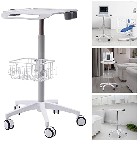 Mobile Laptop Cart, 33.5-43.7" Adjustable Height Tablet Cart with Wheels, Computer Cart Standing Mobile Desk Trolley Rolling Desktop Lab Cart iPad Workstation with 19.3"×16.9" Large Tabletop - Image 6