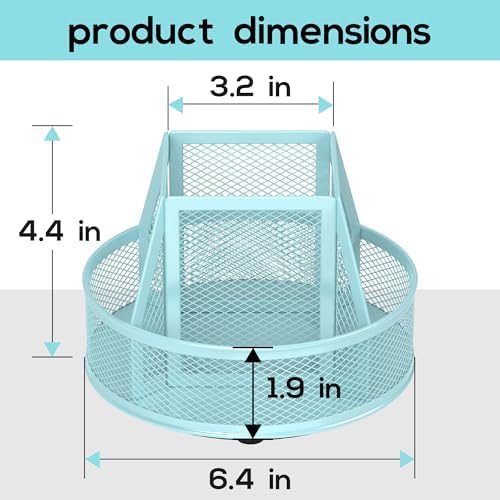 YINGHUA 360°Rotating Mesh Desk Organizer & Pen Holder - Blue - Image 2