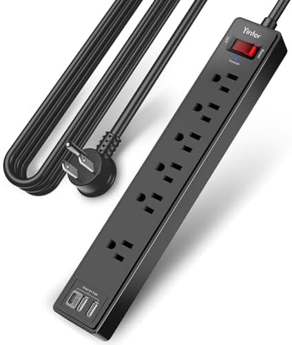 Yintar 10Ft Surge Protector Power Strip with 6 Outlets & 3 USB Ports, Black by Yintar