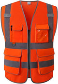 Safety Vest with Pockets, Mesh Breathable Reflective Work Vest for Construction, Traffic Flaggers, Warehouse, Truck Drivers, Airport Crews,Road Work(Extra Large, Orange Mesh) by MAKETHEWORLDSAFER