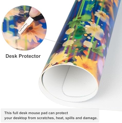 QiyI PU Leather Large Mouse Pad, Office Decor, 31.5" x 11.8", Ivy Flowers - Image 5