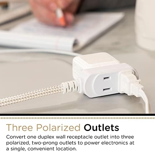 Cordinate 3-Outlet Extension Cord, 2 Prong, 8 Ft Cable with Flat Plug - Image 2