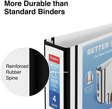 Staples Better 4-Inch 3-Ring View Binder, White, Reinforced Spine - Image 5