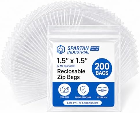 1.5x1.5 Pill Bags for Vitamins (200 Count) - 2 Mil Clear Zip Bags by SpartanIndustrial