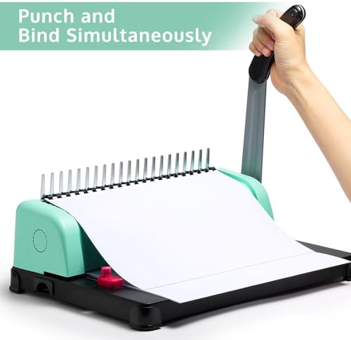 OFFNOVA Binding Machine, 21-Hole 450 Sheets Paper Comb Punch Binder Machine for Letter Size / A4 / A5 Paper, Easy to Punch Handle, Adjustable Margin - Image 5