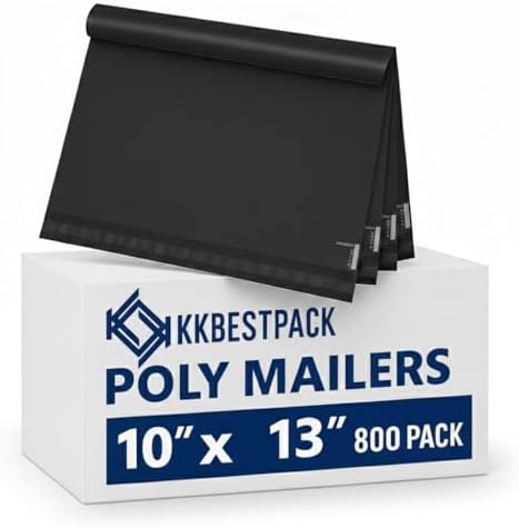 KKBESTPACK Black Poly Mailers 10x13 in, Shipping Bags, 800 Pcs by KKBESTPACK