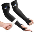 OriStout Cut Resistant Farmers Sleeves with Thumb Hole, Protective Arm Sleeves, for Gardening, Welding, Kitchen, Arm Guards for Biting, Pet Grooming, Black, 1 Pair by OriStout