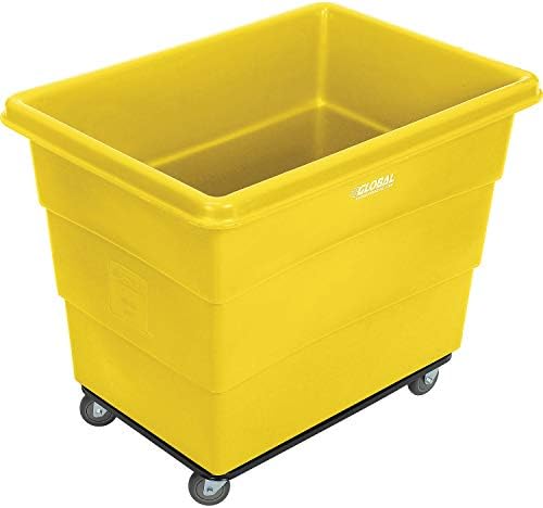 Global Industrial 16 Bushel Plastic Bulk Box Truck, Steel Base, Yellow - Image 2