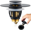 Universal 1.25" Bathroom Sink Stopper - Wash Basin Bounce Drain Filter, Pop Up Drain Stopper, Bullet Core Push Type Sink Stopper, Sink Drain Plug with Anti-Clogging Strainer, Matte Black1 by PerPaiMe