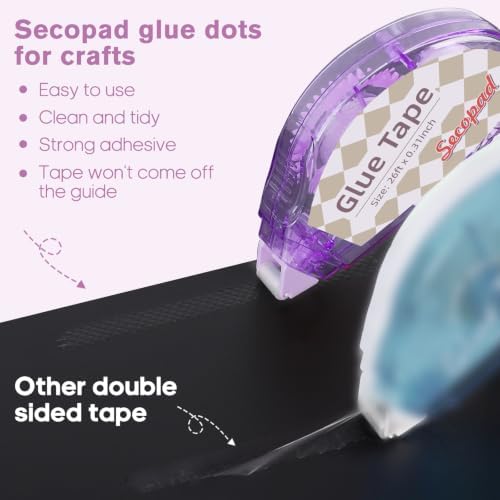 Secopad Scrapbook Tape, Glue Tape for Crafts, 16 Pack, Clear Colored Shell - Image 3
