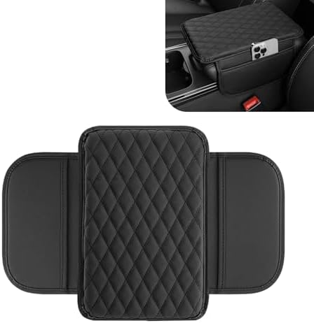 Upgraded Car Center Console Cover, Microfiber Leather Armrest Cover Cushion with 2 Storage Bags, Scratch-resistant Armrest Storage Box, Universal Car Interior Protector Accessories (Black) by Unknown