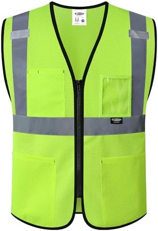 JKSafety Safety Vest for men women Hi Vis Vest with Pockets and Zipper High Visibility Construction Vests BX310 by JKSafety