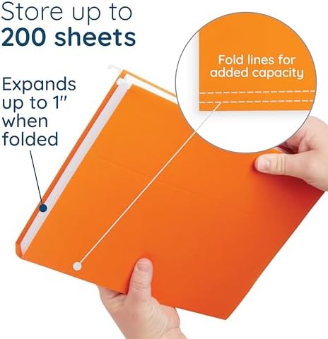 Blue Summit Supplies 25 Hanging File Folders, Letter Size, Orange - Image 3