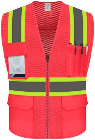 High Visibility Vest for Men, Reflective Safety Vest, Pink, 5XL by UnoMejor