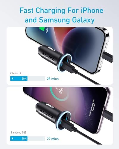 Anker 323 52.5W USB C Car Charger with 30W PowerIQ 3.0 Fast Charging - Image 2