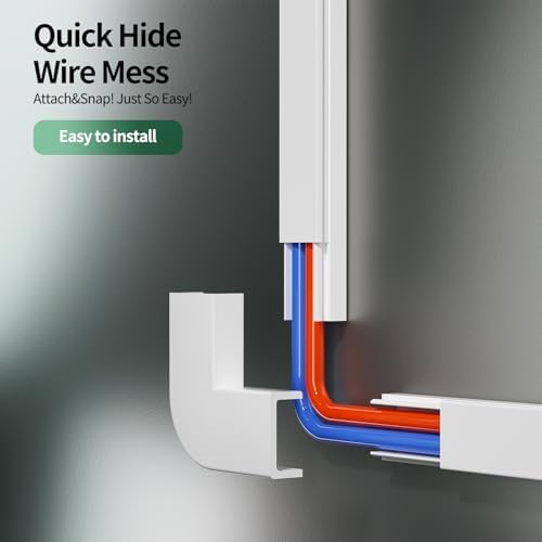 Cord Hider, 425in Cord Covers for 1-2 Wires on Wall, Paintable Cable Hider Wire Covers for Cords on Walls, Easy Set-up Cable Cover Cable Concealer to Hide Cables on Wall, W0.59 H0.4in, White - Image 4