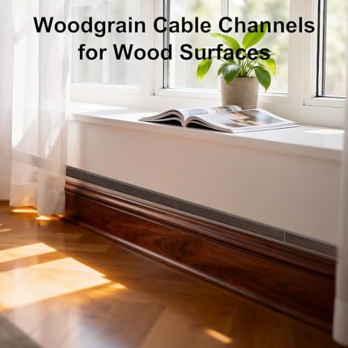 Yecaye Cord Covers for Wires on Wall, 113in, W0.95in H0.55in, Darkwood - Image 7