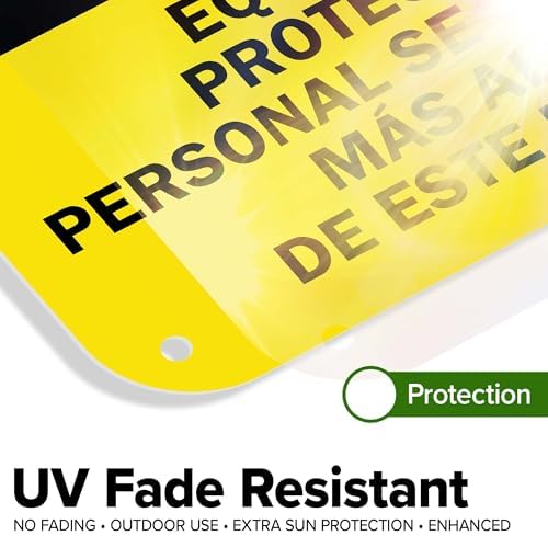Caution Personal Protective Equipment Required Beyond This Point Bilingual Osha Sign, 12x18 Inches, 55 mil thick HDPS (high density polystyrene), Made in USA by My Sign Center - Image 4