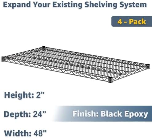 24" x 48" 4 Pack Commercial Wire Shelf Replacement, NSF, Heavy Duty Storage Support for Warehouse - Image 2