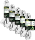 GoGreen Power Inc. (G-24715-5) 16/2 15' Household Extension Cord, 3 Outlets, White, 15ft, 5 Pack by PowerByGoGreen