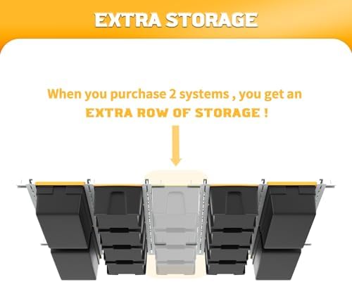 WALMANN Overhead Tote Storage Rails System, Garage Ceiling Bin Storage Rack - Image 4