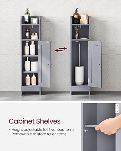 VASAGLE Small Storage Corner Floor Cabinet with Door, Dove Gray - Image 5