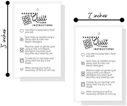 Handmade Quilt Care Instruction Cards | 30 Pack | 2x3.5” in Tags | Quilt Care Cards | Care Instructions for Homemade Quit Makers | White and Black Design - Image 3