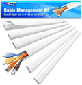 Delamu TV Cord Hider, Cord Covers for 3-4 Wires on Wall, Large Cable Hider Cable Management, Easy Set up Wire Hiders Wire Covers for Cords on Wall, TV Cables Cover Raceway, 6X W1.18 H0.67in, White by DELAMU