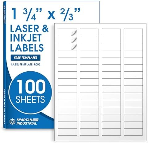1 3/4" X 2/3" Matte White Return Address Labels (100 Sheets, 6000 Stickers) by SpartanIndustrial