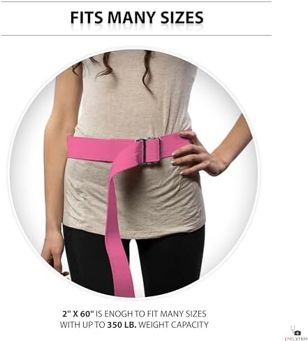 EMS XTRM Gait Belts - Essential Transfer Belts for Seniors and Physical Therapy, Durable and Comfortable, Nurses, Home Health Aides, Physical Therapists (Metal Buckle - Pink) - Image 6