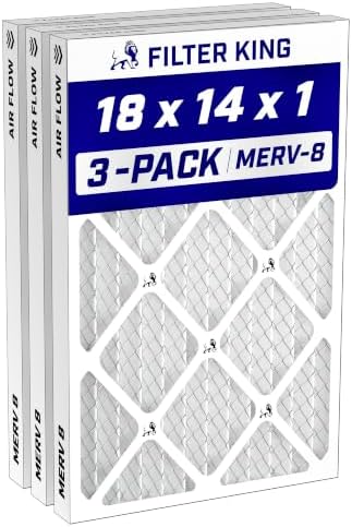 Filter King 18x14x1 Air Filter MERV 8, AC Furnace Filters (3-Pack) by FilterKing