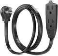 Maximm 3 Ft Flat Plug Extension Cord, 3-Outlet, Angled Plug, Black, UL by MaximmCable