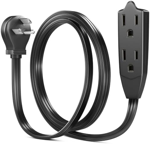 Maximm 3 Ft Flat Plug Extension Cord, 3-Outlet, Angled Plug, Black, UL by MaximmCable