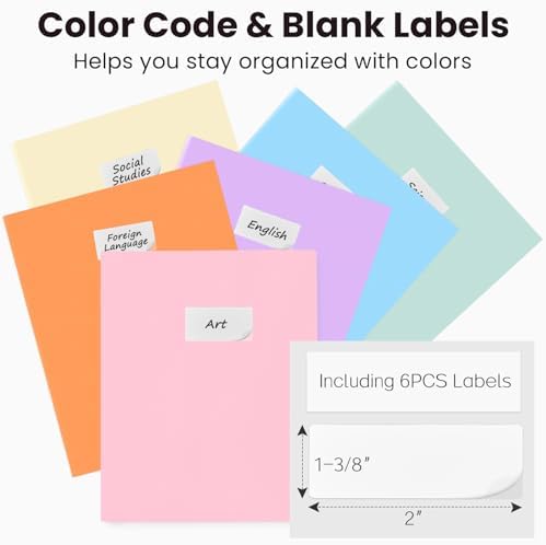 Sooez 7Pack Folders with Pockets, Plastic Pocket Folders with Extra Labels - Image 2