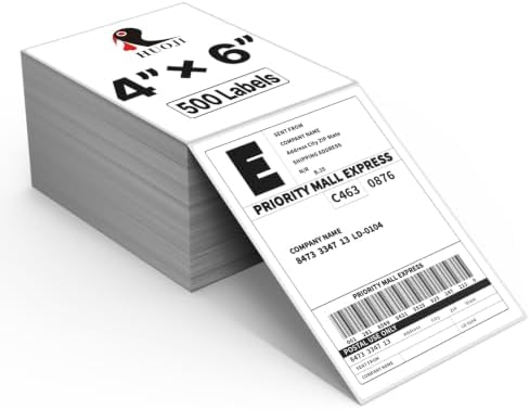 HUOJI 4x6 Thermal Labels, Perforated, 500/Stack, Commercial Grade by HUOJI