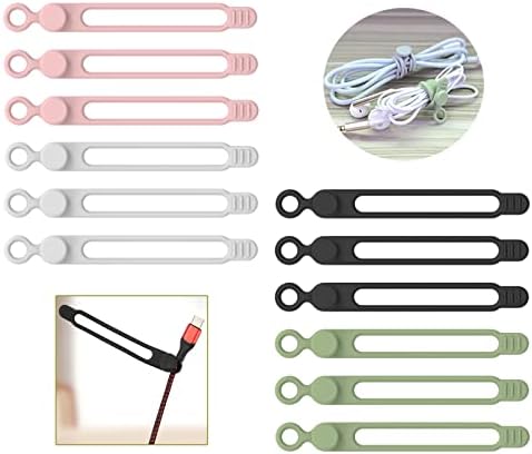 UMUST 12Pcs Silicone Cable Ties, Cable Management Cord Organizer 4Colors by ELECTRONICACCESSORIES