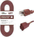 6 Ft Brown Outdoor Extension Cord 16 Gauge Grounded Plug for Lights by HONDERSON